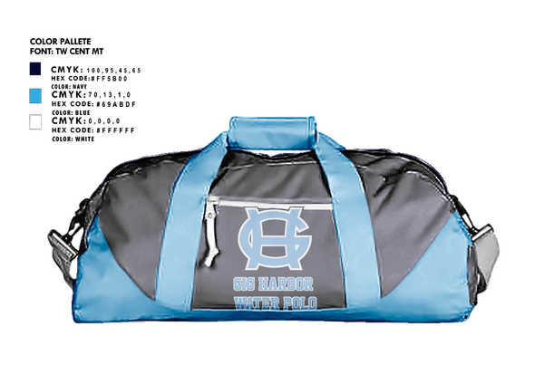 Duffle Bag, Gig Harbor Water Polo, Water Polo, Teamtime, Team time, sublimation, custom sports apparel, team uniforms, spirit wear, spiritwear, sports uniforms, custom shirts, team store, custom team store, fundraiser sports, apparel fundraiser
