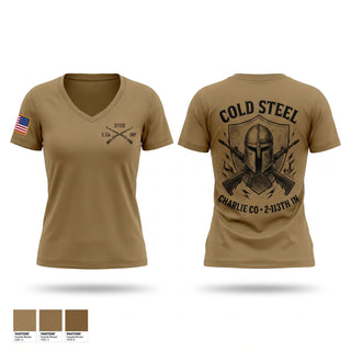 Womens Short Sleeve Vneck Shirt, Charlie Company 2/113th INF, Army, Teamtime, Team time, sublimation, custom sports apparel, team uniforms, spirit wear, spiritwear, sports uniforms, custom shirts, team store, custom team store, fundraiser sports, apparel fundraiser