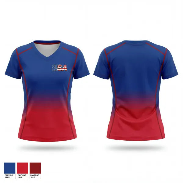 Womens Short Sleeve Vneck Shirt, USA, Baseball, Teamtime, Team time, sublimation, custom sports apparel, team uniforms, spirit wear, spiritwear, sports uniforms, custom shirts, team store, custom team store, fundraiser sports, apparel fundraiser
