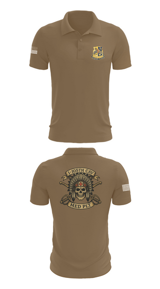Short Sleeve Performance Polo, 1-105th cavalry, Army, Teamtime, Team time, sublimation, custom sports apparel, team uniforms, spirit wear, spiritwear, sports uniforms, custom shirts, team store, custom team store, fundraiser sports, apparel fundraiser