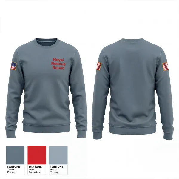 Crew Neck Sweatshirt, Haysi Rescue Squad, EMS/EMT, Teamtime, Team time, sublimation, custom sports apparel, team uniforms, spirit wear, spiritwear, sports uniforms, custom shirts, team store, custom team store, fundraiser sports, apparel fundraiser
