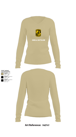 Womens Long Sleeve Vneck Shirt, Gorilla battalion, , Teamtime, Team time, sublimation, custom sports apparel, team uniforms, spirit wear, spiritwear, sports uniforms, custom shirts, team store, custom team store, fundraiser sports, apparel fundraiser