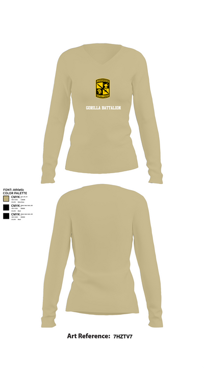 Gorilla battalion 60228867 Women's Long Sleeve V-neck Shirt - 82