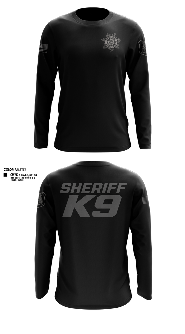 Long Sleeve Performance Shirt, Sheriff K9, Police, Teamtime, Team time, sublimation, custom sports apparel, team uniforms, spirit wear, spiritwear, sports uniforms, custom shirts, team store, custom team store, fundraiser sports, apparel fundraiser