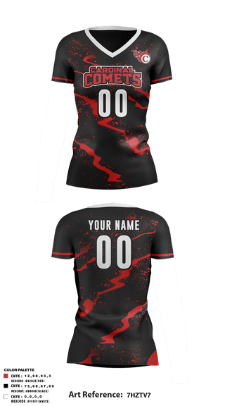 Womens Short Sleeve Vneck Shirt, Cardinal Comets Volleyball, Women's Volleyball, Teamtime, Team time, sublimation, custom sports apparel, team uniforms, spirit wear, spiritwear, sports uniforms, custom shirts, team store, custom team store, fundraiser sports, apparel fundraiser