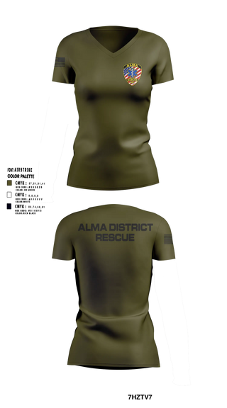 Womens Short Sleeve Vneck Shirt, Alma District Rescure, EMS/EMT, Teamtime, Team time, sublimation, custom sports apparel, team uniforms, spirit wear, spiritwear, sports uniforms, custom shirts, team store, custom team store, fundraiser sports, apparel fundraiser