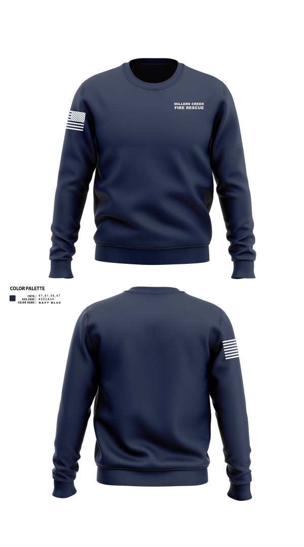 Crew Neck Sweatshirt, Millers Creek Fire Rescue, Fire Department, Teamtime, Team time, sublimation, custom sports apparel, team uniforms, spirit wear, spiritwear, sports uniforms, custom shirts, team store, custom team store, fundraiser sports, apparel fundraiser