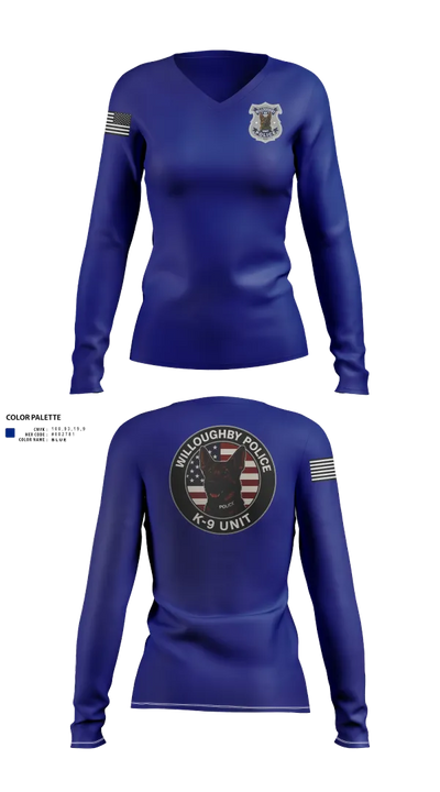Willoughby Police K9 Unit 23687363 Women's Long Sleeve V-neck Shirt - 31