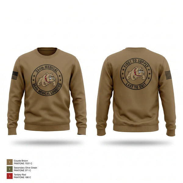 Crew Neck Sweatshirt, 384th Medical Logistics Company, Army, Teamtime, Team time, sublimation, custom sports apparel, team uniforms, spirit wear, spiritwear, sports uniforms, custom shirts, team store, custom team store, fundraiser sports, apparel fundraiser