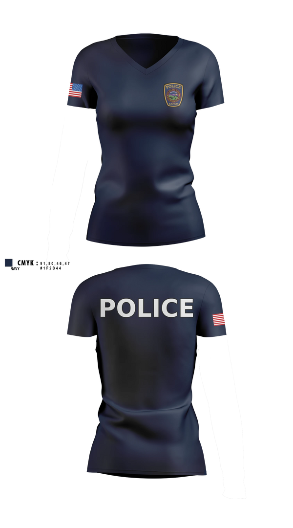 Womens Short Sleeve Vneck Shirt, Lake Quivira Police Department, Police, Teamtime, Team time, sublimation, custom sports apparel, team uniforms, spirit wear, spiritwear, sports uniforms, custom shirts, team store, custom team store, fundraiser sports, apparel fundraiser