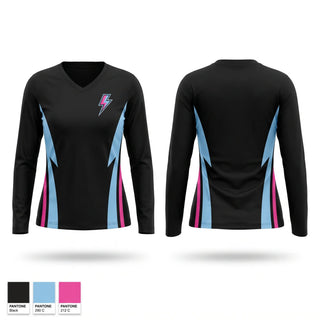Womens Long Sleeve Vneck Shirt, Thunder Nation, Men's Basketball, Teamtime, Team time, sublimation, custom sports apparel, team uniforms, spirit wear, spiritwear, sports uniforms, custom shirts, team store, custom team store, fundraiser sports, apparel fundraiser