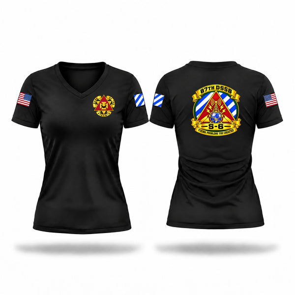 Womens Short Sleeve Vneck Shirt, 87th DSSB BN S6, Army, Teamtime, Team time, sublimation, custom sports apparel, team uniforms, spirit wear, spiritwear, sports uniforms, custom shirts, team store, custom team store, fundraiser sports, apparel fundraiser