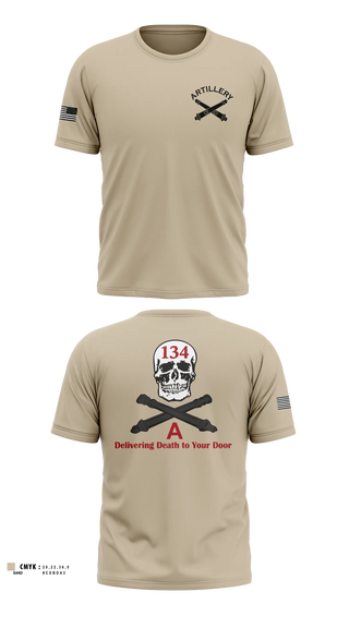 Old School Cotton Shirt, A Battery 1-134th Field Artillery, Army, Teamtime, Team time, sublimation, custom sports apparel, team uniforms, spirit wear, spiritwear, sports uniforms, custom shirts, team store, custom team store, fundraiser sports, apparel fundraiser