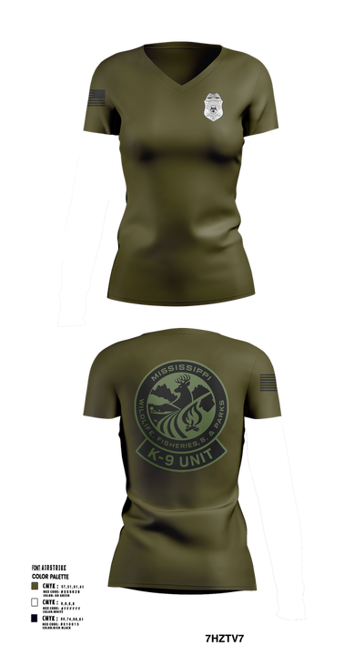 MDWFP K9 21939837 Women's Short Sleeve V-neck Shirt - 104