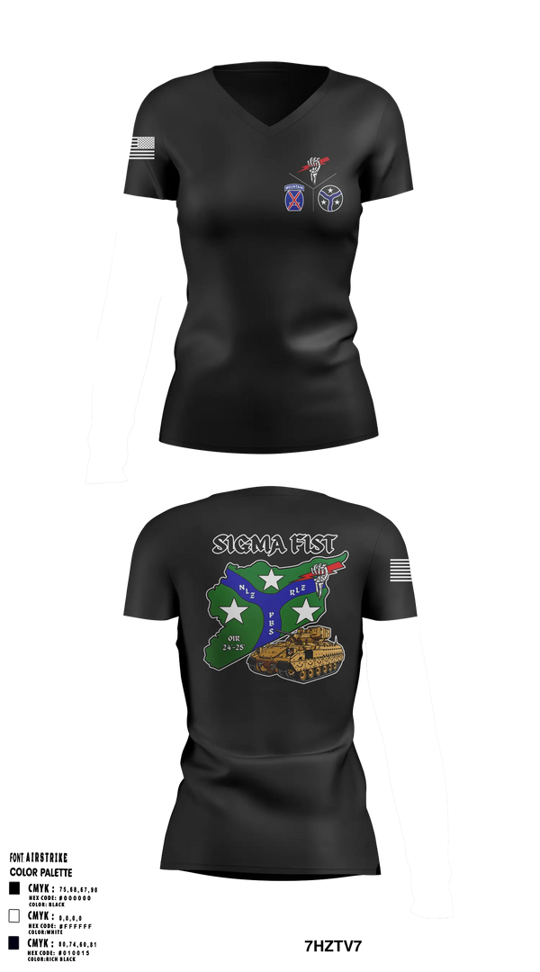 Womens Short Sleeve Vneck Shirt, 1/115th FA HHB DET 1, Army, Teamtime, Team time, sublimation, custom sports apparel, team uniforms, spirit wear, spiritwear, sports uniforms, custom shirts, team store, custom team store, fundraiser sports, apparel fundraiser
