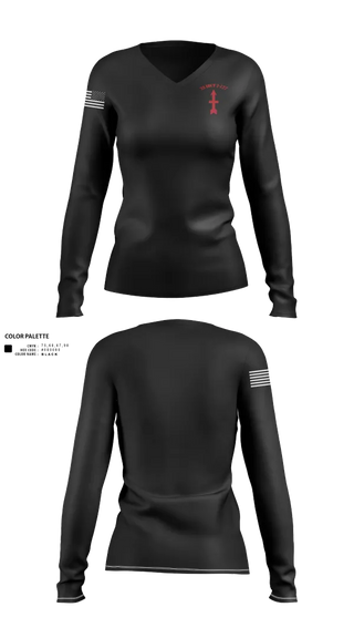 Womens Long Sleeve Vneck Shirt, bravo company, Army, Teamtime, Team time, sublimation, custom sports apparel, team uniforms, spirit wear, spiritwear, sports uniforms, custom shirts, team store, custom team store, fundraiser sports, apparel fundraiser