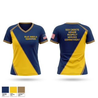 Womens Short Sleeve Vneck Shirt, Blue Angles Squadron, Navy, Teamtime, Team time, sublimation, custom sports apparel, team uniforms, spirit wear, spiritwear, sports uniforms, custom shirts, team store, custom team store, fundraiser sports, apparel fundraiser
