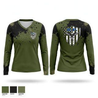 Womens Long Sleeve Vneck Shirt, High Profile Security, Police, Teamtime, Team time, sublimation, custom sports apparel, team uniforms, spirit wear, spiritwear, sports uniforms, custom shirts, team store, custom team store, fundraiser sports, apparel fundraiser