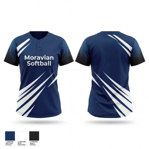 Two Button Softball Jersey, Moravian Softball, Softball, Teamtime, Team time, sublimation, custom sports apparel, team uniforms, spirit wear, spiritwear, sports uniforms, custom shirts, team store, custom team store, fundraiser sports, apparel fundraiser