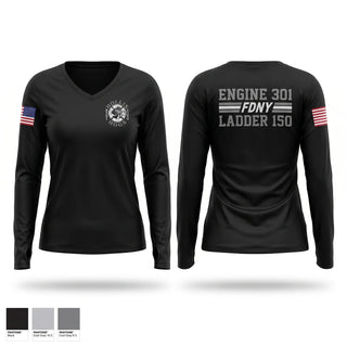 Womens Long Sleeve Vneck Shirt, Fdny, Fire Department, Teamtime, Team time, sublimation, custom sports apparel, team uniforms, spirit wear, spiritwear, sports uniforms, custom shirts, team store, custom team store, fundraiser sports, apparel fundraiser