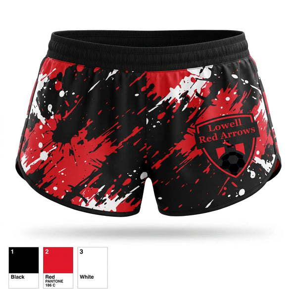 Womens Shorts, Lowell Red Arrows, Men's Soccer, Teamtime, Team time, sublimation, custom sports apparel, team uniforms, spirit wear, spiritwear, sports uniforms, custom shirts, team store, custom team store, fundraiser sports, apparel fundraiser