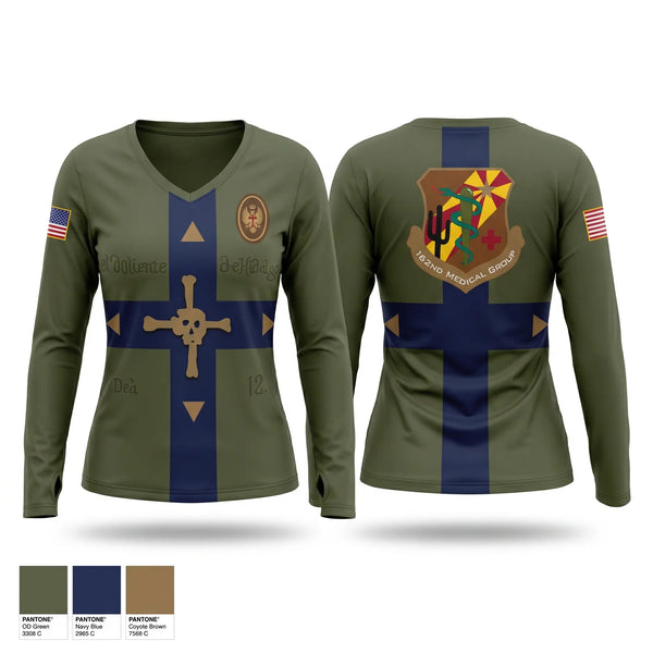 Womens Long Sleeve Vneck Shirt, 161 MDG, Air Force, Teamtime, Team time, sublimation, custom sports apparel, team uniforms, spirit wear, spiritwear, sports uniforms, custom shirts, team store, custom team store, fundraiser sports, apparel fundraiser