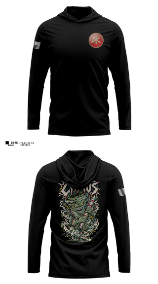 Long Sleeve hooded sunshirt, C BTRY, 2-6 ADA, Army, Teamtime, Team time, sublimation, custom sports apparel, team uniforms, spirit wear, spiritwear, sports uniforms, custom shirts, team store, custom team store, fundraiser sports, apparel fundraiser