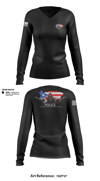 Womens Long Sleeve Vneck Shirt, D3 Violent Crimes Reduction Team, Police, Teamtime, Team time, sublimation, custom sports apparel, team uniforms, spirit wear, spiritwear, sports uniforms, custom shirts, team store, custom team store, fundraiser sports, apparel fundraiser