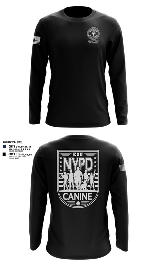 Long Sleeve Performance Shirt, NYPD ESU K9, Police, Teamtime, Team time, sublimation, custom sports apparel, team uniforms, spirit wear, spiritwear, sports uniforms, custom shirts, team store, custom team store, fundraiser sports, apparel fundraiser
