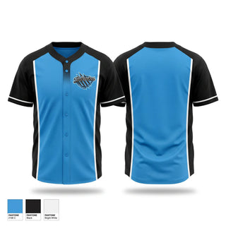 Full Button Baseball Jersey, Troublemakers, Baseball, Teamtime, Team time, sublimation, custom sports apparel, team uniforms, spirit wear, spiritwear, sports uniforms, custom shirts, team store, custom team store, fundraiser sports, apparel fundraiser
