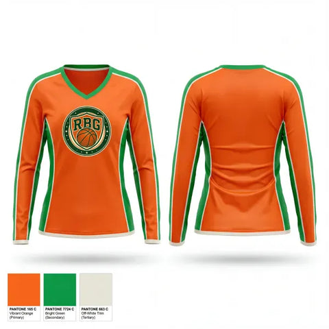 Womens Long Sleeve Vneck Shirt, Rio Bravo Greeley Gauchos, Women's Basketball, Teamtime, Team time, sublimation, custom sports apparel, team uniforms, spirit wear, spiritwear, sports uniforms, custom shirts, team store, custom team store, fundraiser sports, apparel fundraiser