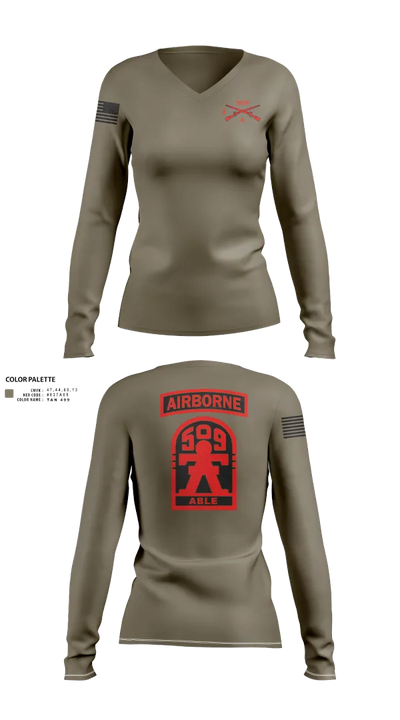 3-509th Parachute Infantry BN Able Nation 10459424 Women's Long Sleeve V-neck Shirt - 22