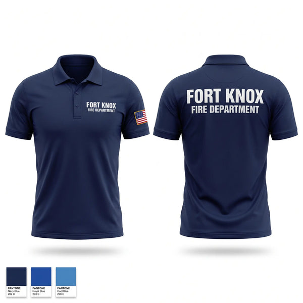Short Sleeve Performance Polo, Fort Knox Fire Department, Fire Department, Teamtime, Team time, sublimation, custom sports apparel, team uniforms, spirit wear, spiritwear, sports uniforms, custom shirts, team store, custom team store, fundraiser sports, apparel fundraiser
