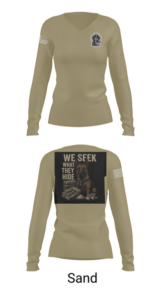 Womens Long Sleeve Vneck Shirt, Narcotics K9, , Teamtime, Team time, sublimation, custom sports apparel, team uniforms, spirit wear, spiritwear, sports uniforms, custom shirts, team store, custom team store, fundraiser sports, apparel fundraiser