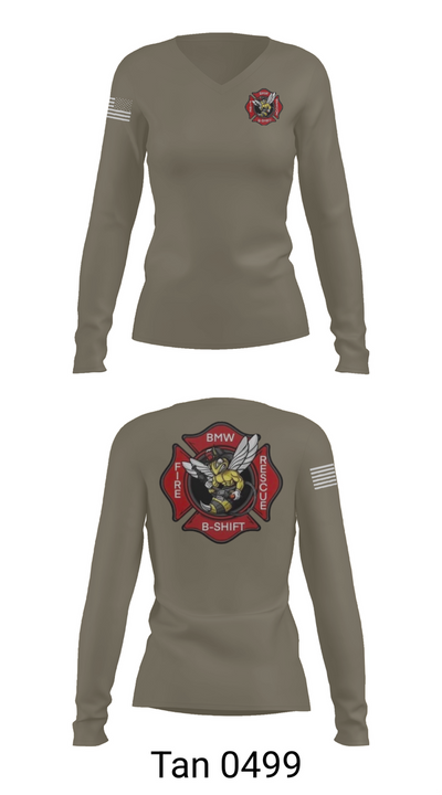 B-Shift 61265399 Women's Long Sleeve V-neck Shirt - 77