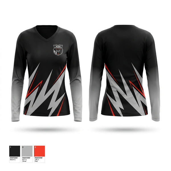 Womens Long Sleeve Vneck Shirt, Eagle Pass Winn HS, Men's Soccer, Teamtime, Team time, sublimation, custom sports apparel, team uniforms, spirit wear, spiritwear, sports uniforms, custom shirts, team store, custom team store, fundraiser sports, apparel fundraiser