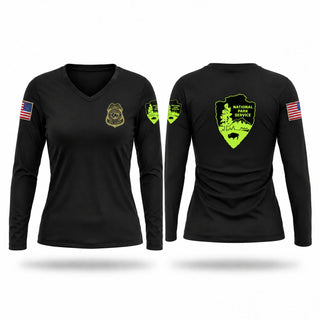 Womens Long Sleeve Vneck Shirt, National Park Service, Police, Teamtime, Team time, sublimation, custom sports apparel, team uniforms, spirit wear, spiritwear, sports uniforms, custom shirts, team store, custom team store, fundraiser sports, apparel fundraiser