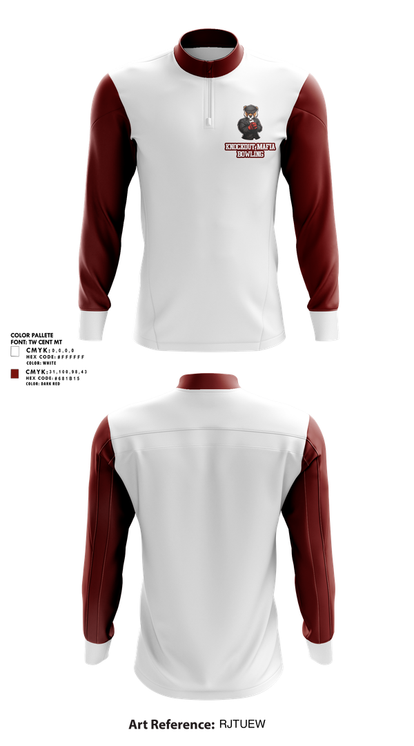 Quarter Zip Jacket, Knockout Mafia, Bowling, Teamtime, Team time, sublimation, custom sports apparel, team uniforms, spirit wear, spiritwear, sports uniforms, custom shirts, team store, custom team store, fundraiser sports, apparel fundraiser