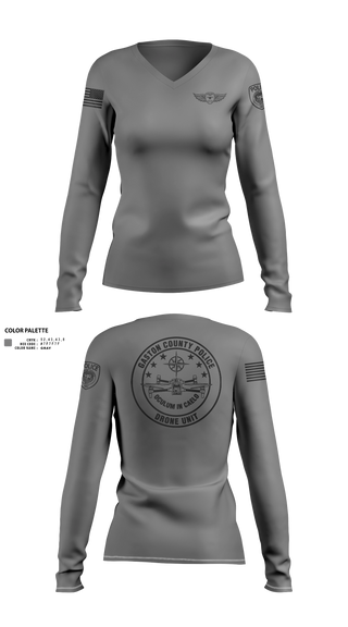 Womens Long Sleeve Vneck Shirt, Drone Unit, Police, Teamtime, Team time, sublimation, custom sports apparel, team uniforms, spirit wear, spiritwear, sports uniforms, custom shirts, team store, custom team store, fundraiser sports, apparel fundraiser