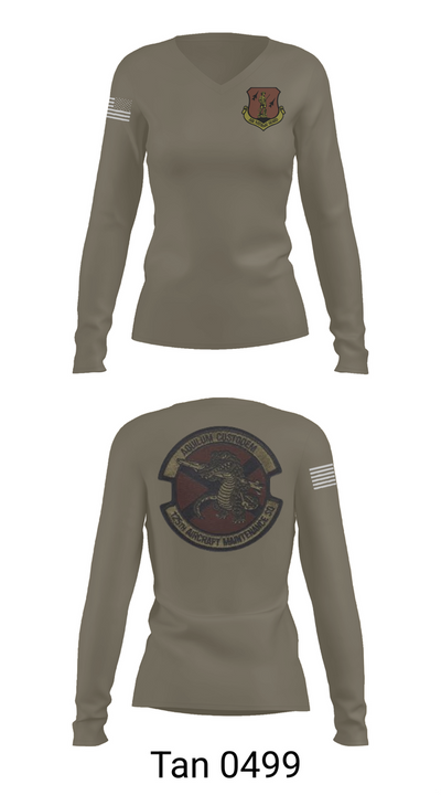 125th Tactical Aircraft Maintenance SQ 70898638 Women's Long Sleeve V-neck Shirt - 73