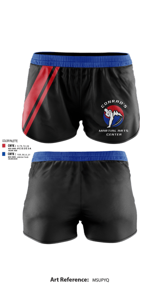 Womens Shorts, Conrad’s Martial Arts Center, , Teamtime, Team time, sublimation, custom sports apparel, team uniforms, spirit wear, spiritwear, sports uniforms, custom shirts, team store, custom team store, fundraiser sports, apparel fundraiser