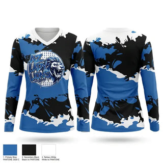 Womens Long Sleeve Vneck Shirt, Lady Lions, , Teamtime, Team time, sublimation, custom sports apparel, team uniforms, spirit wear, spiritwear, sports uniforms, custom shirts, team store, custom team store, fundraiser sports, apparel fundraiser