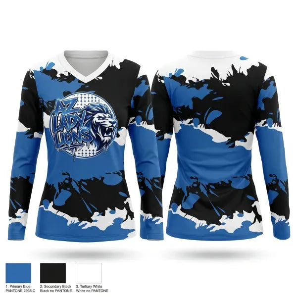 Womens Long Sleeve Vneck Shirt, Lady Lions, , Teamtime, Team time, sublimation, custom sports apparel, team uniforms, spirit wear, spiritwear, sports uniforms, custom shirts, team store, custom team store, fundraiser sports, apparel fundraiser