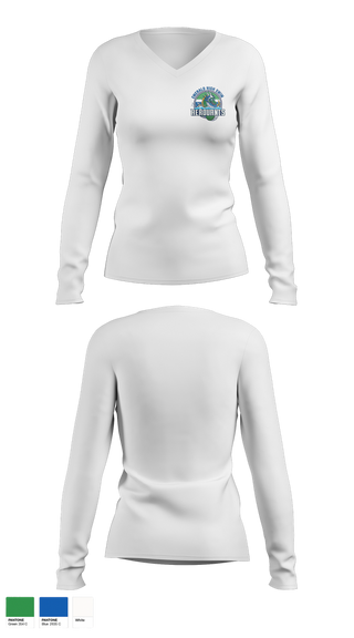 Womens Long Sleeve Vneck Shirt, Emerald High Swim Aeroaunts, Swimming, Teamtime, Team time, sublimation, custom sports apparel, team uniforms, spirit wear, spiritwear, sports uniforms, custom shirts, team store, custom team store, fundraiser sports, apparel fundraiser