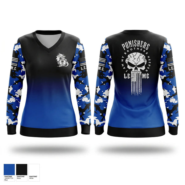 Womens Long Sleeve Vneck Shirt, Dragons Back, Bowling, Teamtime, Team time, sublimation, custom sports apparel, team uniforms, spirit wear, spiritwear, sports uniforms, custom shirts, team store, custom team store, fundraiser sports, apparel fundraiser