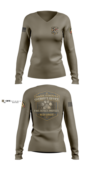 Womens Long Sleeve Vneck Shirt, Dane County K9, Police, Teamtime, Team time, sublimation, custom sports apparel, team uniforms, spirit wear, spiritwear, sports uniforms, custom shirts, team store, custom team store, fundraiser sports, apparel fundraiser