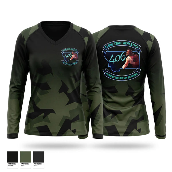 Womens Long Sleeve Vneck Shirt, Flow State Athletics, , Teamtime, Team time, sublimation, custom sports apparel, team uniforms, spirit wear, spiritwear, sports uniforms, custom shirts, team store, custom team store, fundraiser sports, apparel fundraiser