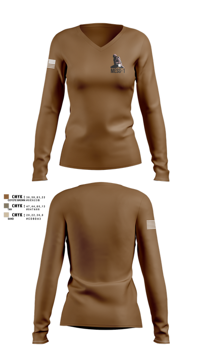MESG-1 71337313 Women's Long Sleeve V-neck Shirt - 100
