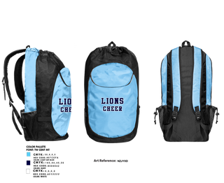 Gear Bag, Lions, Cheer, Teamtime, Team time, sublimation, custom sports apparel, team uniforms, spirit wear, spiritwear, sports uniforms, custom shirts, team store, custom team store, fundraiser sports, apparel fundraiser