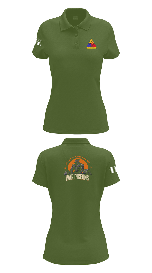Womens Short Sleeve Performance Polo, 261st War Pigeons, Army, Teamtime, Team time, sublimation, custom sports apparel, team uniforms, spirit wear, spiritwear, sports uniforms, custom shirts, team store, custom team store, fundraiser sports, apparel fundraiser